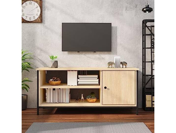 HEFZGDB TV-Schrank Sonoma-Eiche 100x40x45 cm Holzwerkstoff mit 3 Fächern, robuster Oberplatte und praktischer Tür für optimalen Stauraum und Stil im Wohnraum, langlebiges Material