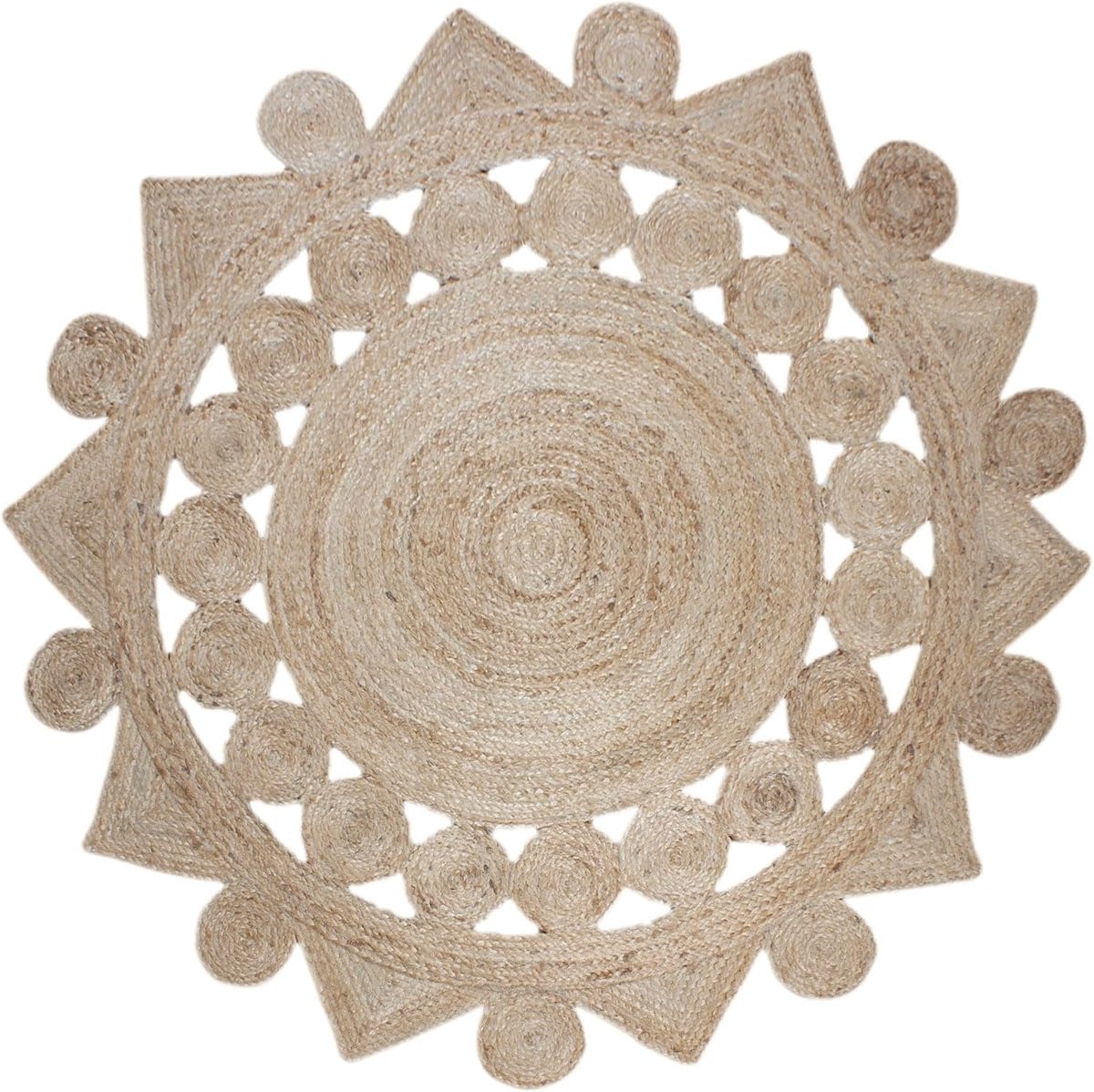 Rond Jute Vloerkleed - Beige - Handgeweven