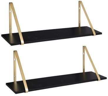 Kate and Laurel Soloman Wood 2 Piece Shelves with Metal Brackets