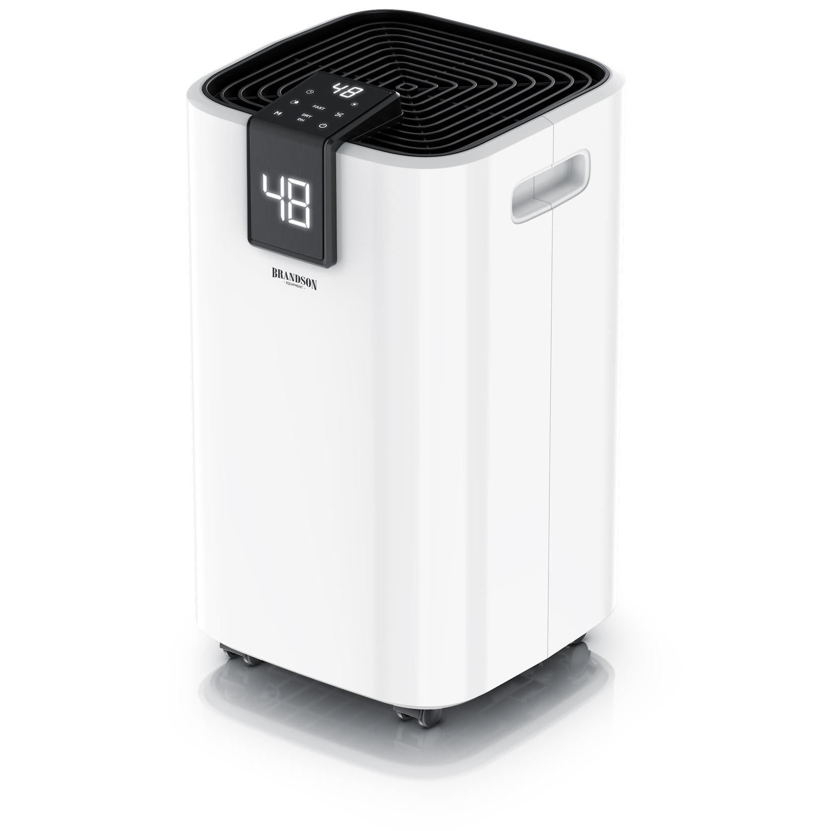 Brandson Kompressor-Luftentfeuchter, bis 16 l pro Tag, 2,2-l-Wassertank, Timer, Automatik, Ablaufschlauch und Rollen