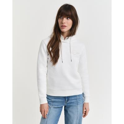 Hoodie GANT "REG TONAL SHIELD HOODIE", Damen, Gr. 3XL, grau (eggshell), Sweatware, Obermaterial: 78% Baumwolle, 22% Polyester, regular fit hüftlang, Rippbündchen, Sweatshirts Hoodie, Ton in Ton Stickerei, Rippbündchen