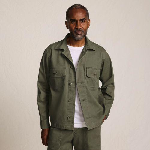 Jacquard-Hemdjacke für Herren, Herren, size: regular, Grün, Baumwoll-Mischung, by Lands' End