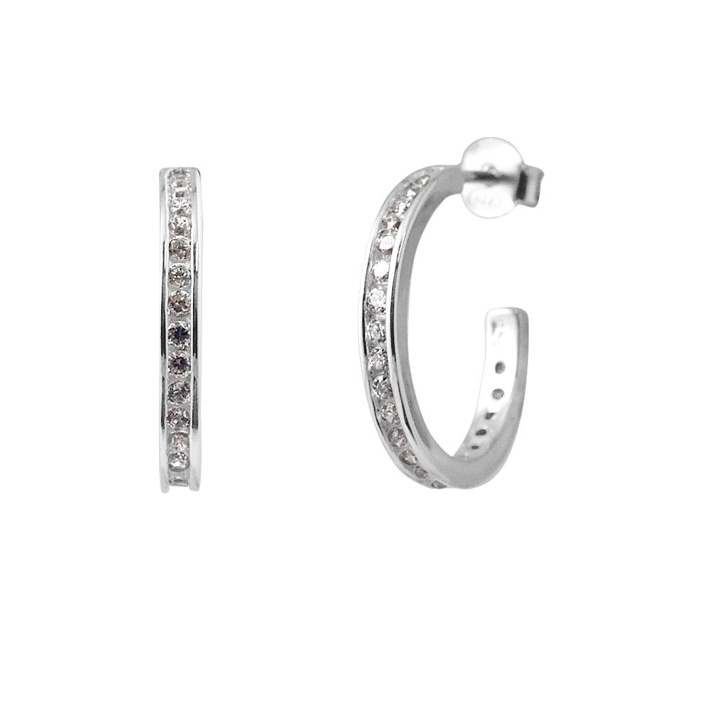 Halve Creolen Diameter 2 cm Zirkonium en zilveroxides 925 Serti Rail - Impatience 3