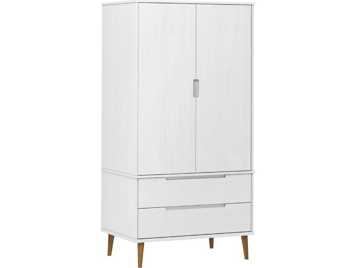 vidaXL Kleiderschrank MOLDE Weiß 90x55x175 cm Massivholz Kiefer