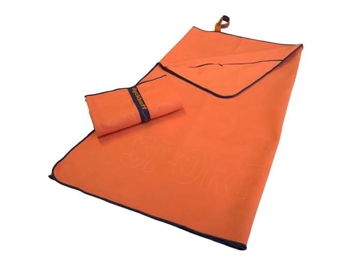Dyckhoff Sporttuch Mikrofaser, Handtuch 80x180cm, Papaya/orange Reißverschlusstasche, funktional für Reisen, schnelltrocknend, leicht zu verstauen, ideal für Sport und Freizeit