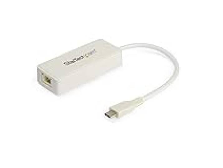 StarTech Adaptateur USB-C vers Gigabit Ethernet avec Port USB-A, Blanc