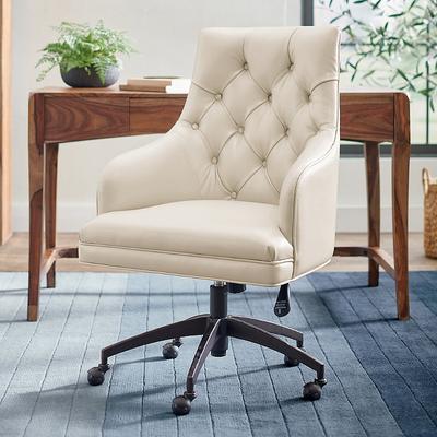 Ella Desk Chair - Bonded Leather, Marbled Bone - Grandin Road