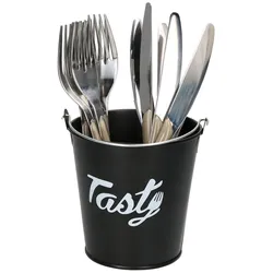Metall-Eimer schwarz mit Besteck für 6 Personen – 22275624, 805536, 805529*****Standort: GOS-1 & JA-Regal