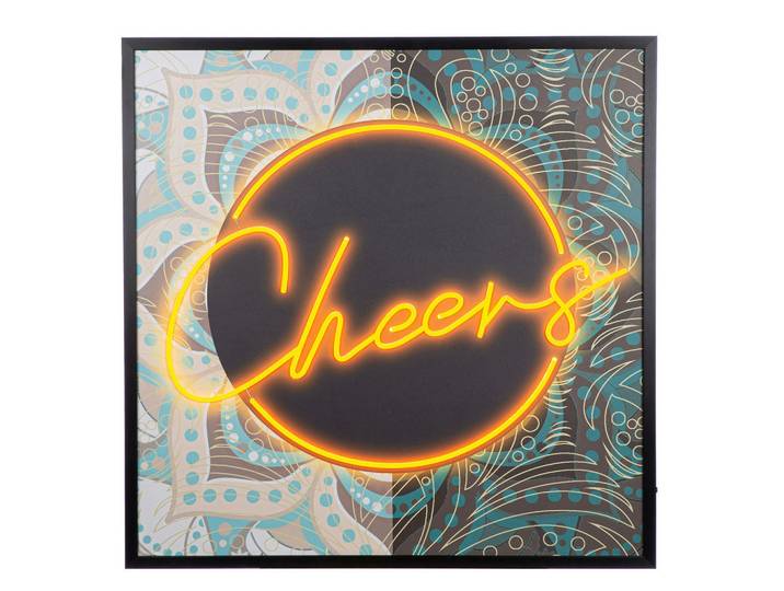 Led-Bild Cheers, Mehrfarbig, Abstraktes, quadratisch, 83x83x3 cm, gerahmt,