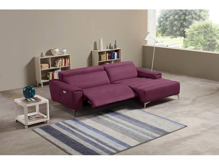 Ecksofa, Echtleder NUVOLE, Lila, 266×163 cm, Relaxfunktion, L-Form, Modern, EGOITALIANO