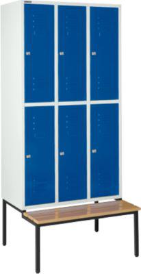 Schäfer Shop Select Kleiderspind, mit Sitzbank, 3x2 Abteile, 300mm, Zylinderschloss. Tür einzianblau