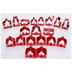 Hans im Glück Carcassonne - Meeple - 19er-Set (komplettes Spielfiguren-Set) - TRANSPARENT Rot 293415