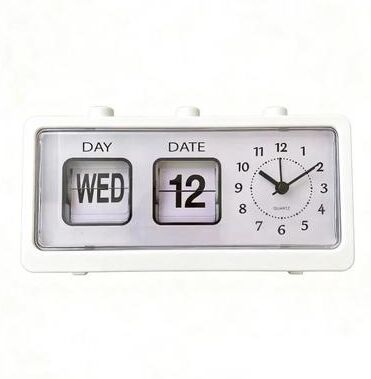 Uplift Picks Vintage Flip Calendar Alarm Clock With Date And Week Display white
