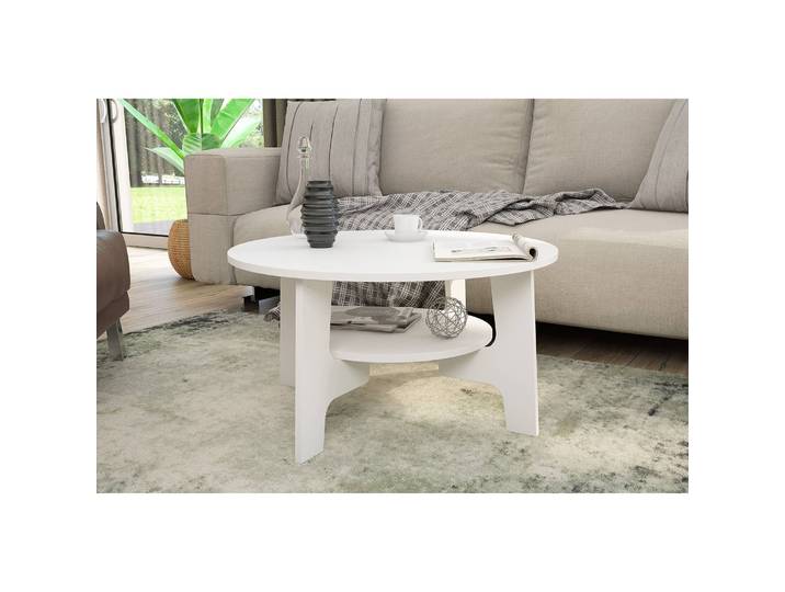 Table basse Jastrebarsko II Ø 80cm Blanc/Blanc