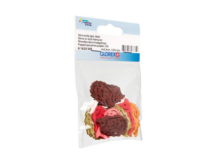 Glorex Streuteile Igel Holz 4 × 2.5 cm 12 Stück
