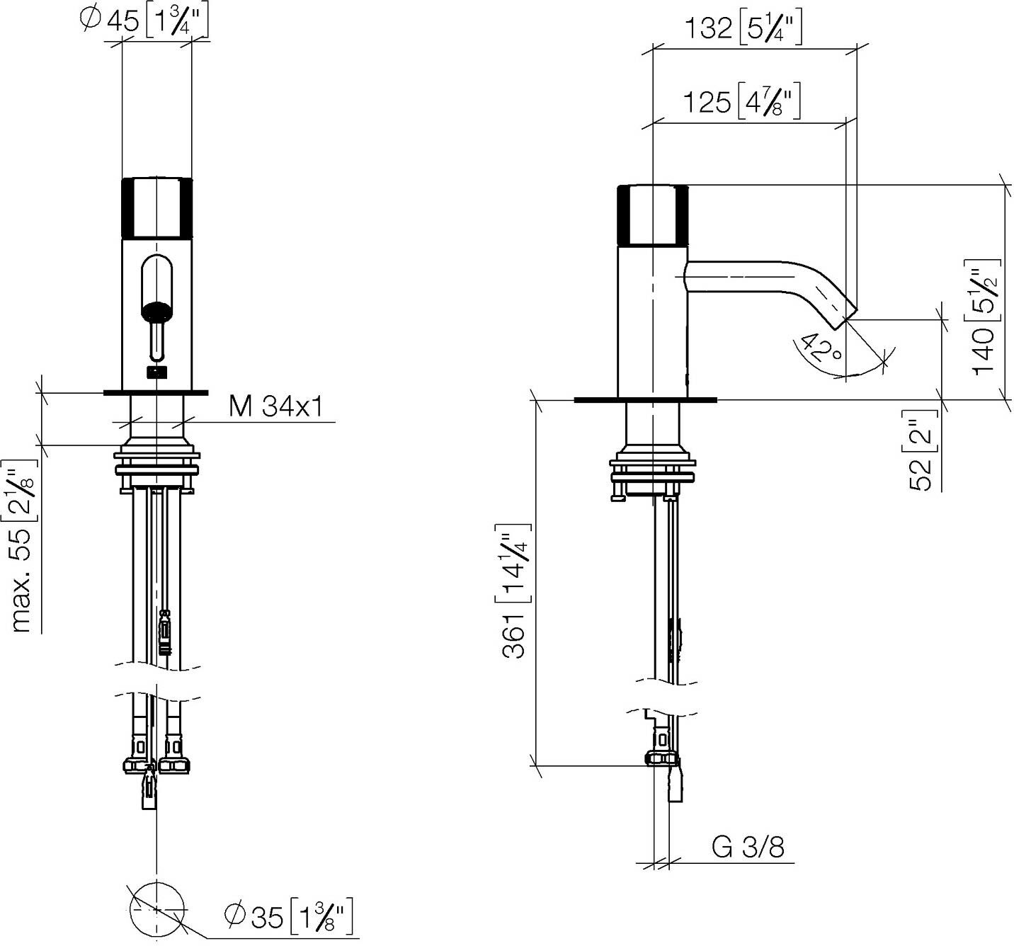 Dornbracht Meta Waschtischarmatur mit Infrarot-Sensorik, Batteriebetrieb, Badarmaturen, 44515660-00, chrom