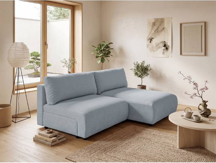 S-Style Möbel Ecksofa Sora mit Schlaffunktion, Bettkasten und extra tiefer Komfortzone, aus hochwertigem Strukturstoff, mit Wellenfederung