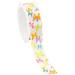 Stoffband "Schmetterlinge", 25 mm, 5 m