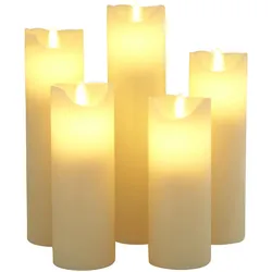 Candela Lights »Melted Look« LED Echtwachs-Kerzen 5er-Set Cream / mit Fernbedienung