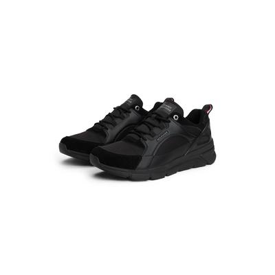 Sneaker TOMMY HILFIGER "MODERN COMFORT RUN OUTDOOR", Herren, Gr. 45, Textil, schwarz, Leder, Synthetik, Schuhe Sneaker, Freizeitschuh, Schnürschuh im coolen Materialmix