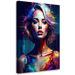 LEINWANDBILD Buntes Porträt einer Frau 70x100cm
