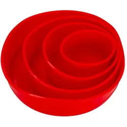 Intirilife 4-teiliges Kuchenbackformen Set Rund aus Silikon in Rot - 10 cm / 16.3 cm / 19.8 cm / 25 cm - Zum Backen von Torten Kuchen Schichttorten