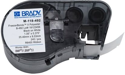 Brady M-118-492 Etiquetas de poliéster FreezerBondz de 25,4 mm x 9,53 mm