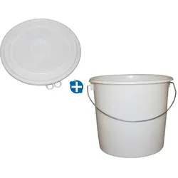 Kunststoffeimer Bekaform Eimer Plast weiß 10 L mit Deckel Verpackungseimer, 10 L mit Metall-Bügel, lebensmittelecht