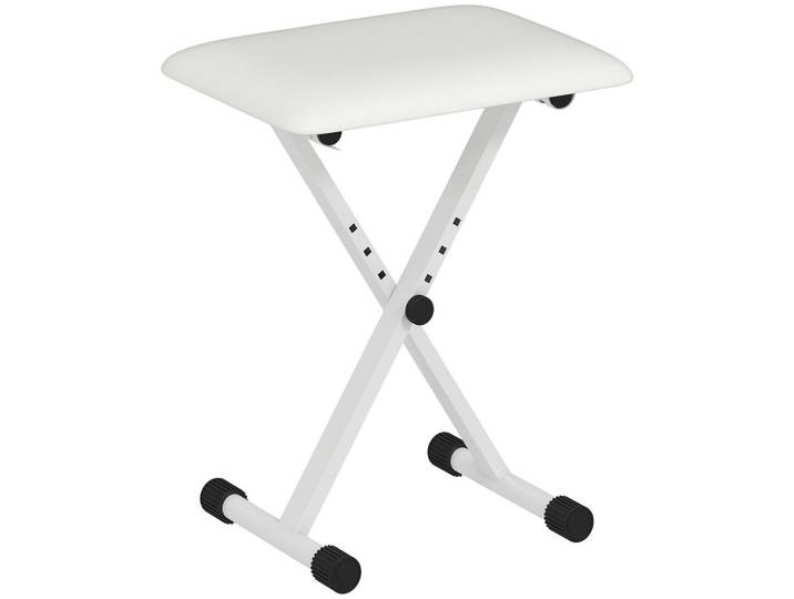 Homcom Klavierbank Metall Kunstleder Weiß, Füllung: Schaumstoff, X-Form, 29x47x39 cm, Wohnzimmer, Sessel, Hocker, Sitzhocker