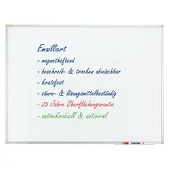 Franken Whiteboard Schreibtafel X-tra! Line, 180 x 120 cm, weiß, antimikrobiell, emailliert, silbereloxierter Aluminiumrahmen