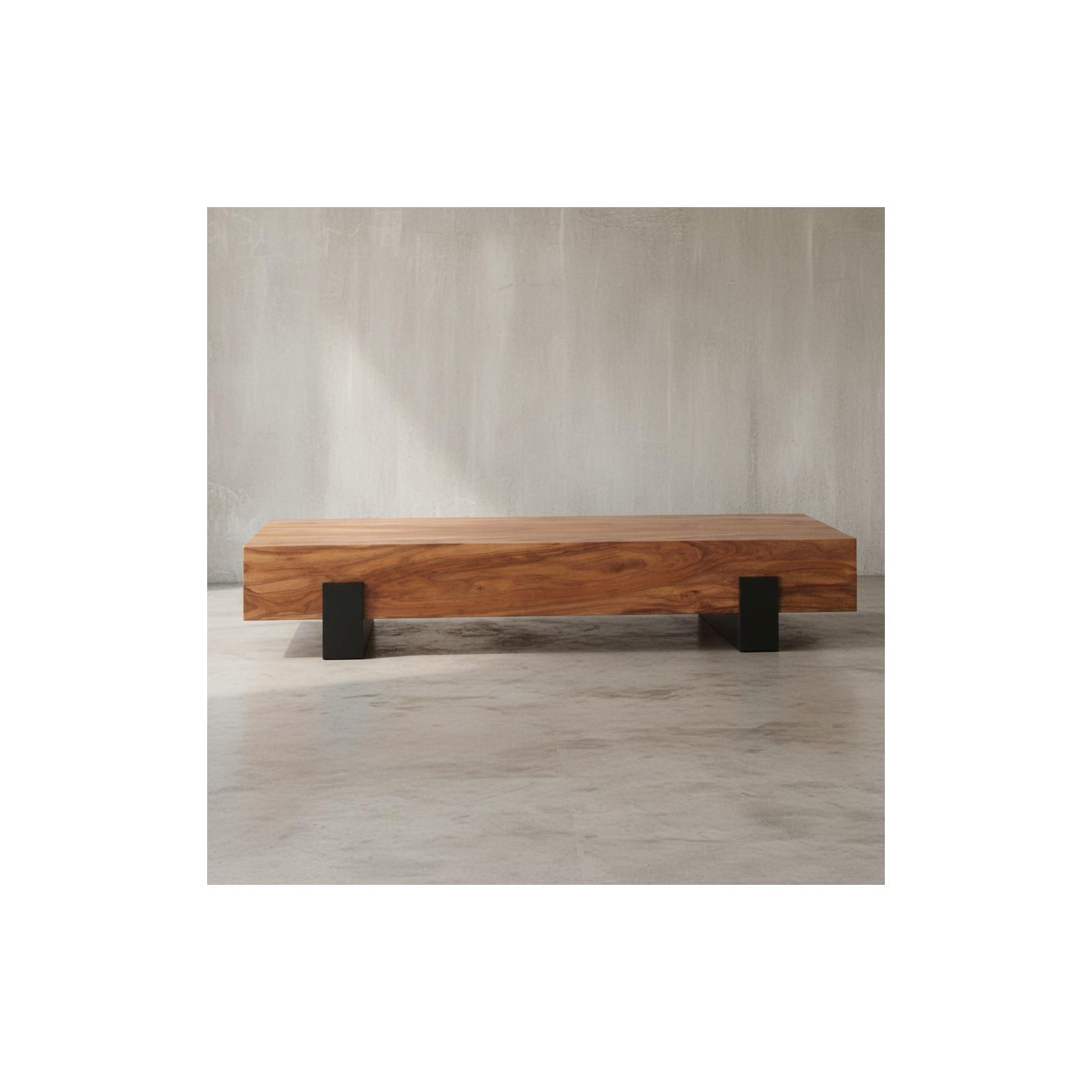 KADIMA DESIGN Holz-Sofatisch Sheesham, Puristisches, modernes Design, handgefertigt & robust, Schutzlackversiegelte Oberfläche