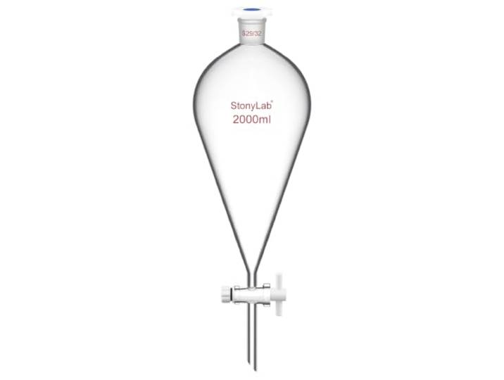 stonylab Scheidetrichter Glas, Borosilikatglas 2000 ml Scheidetrichter Heavy Wall Conical Separatory Funnel Trichter mit Glas Absperrhahn 29/32 Gelenk und PTFE-Absperrhahn, 2000 ml