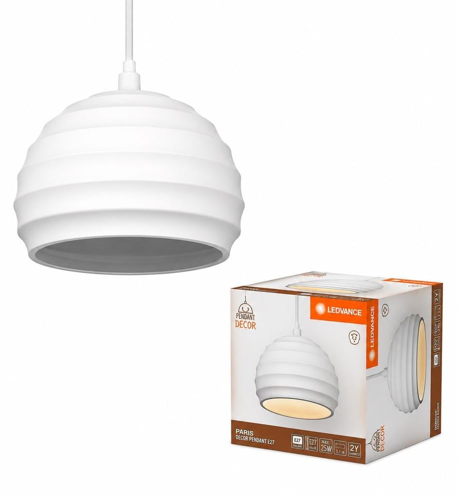 Ledvance Decor Plaster hanglamp, wit, ronde gipsen schaal, Ø 16 cm, E27
