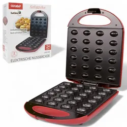Olymp Handels GmbH Nussbäcker Waffeleisen Backautomat 24 Stück Rotkäppchen rot mit Antihaftbeschichtung