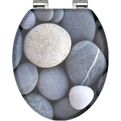 Schütte, WC Deckel, WC Sitz Holz MDF WC-Sitz GREY STONES Absenkautomatik 80130 Steine