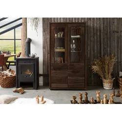 Vitrine Akazie 98x40x180 dunkelbraun lackiert BARK #208