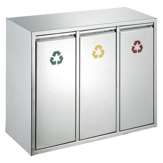 ReinigungsBerater Mülltrennsystem Wertstoff-Sortieranlage 3x15 L Edelstahl aus Edelstahl (matt) mit drei Kunststoff-I (15 l) (8713631710423)