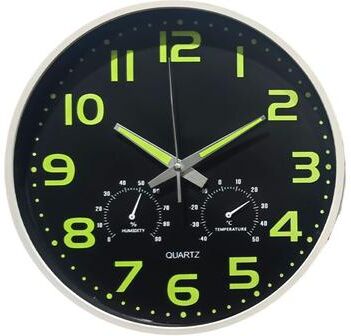 Daily Discovery Modern Silent Luminous Wall Clock With Temperature Humidity Display And Glow Design white
