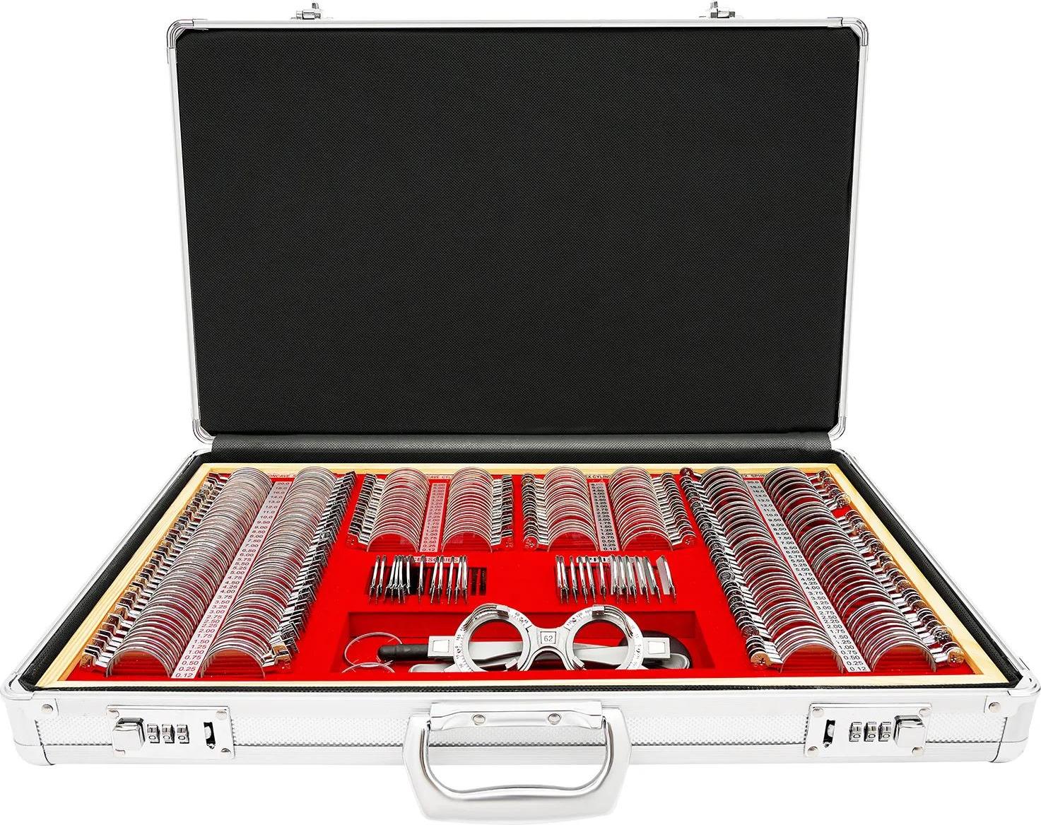 Probelinsenset - 266-teiliger Probelinsenkasten - Mit Optometrie-Testbrille - Refraktionssatz für Sehtest - Für Optiker und Augenkliniken - 57x36x9,5 cm