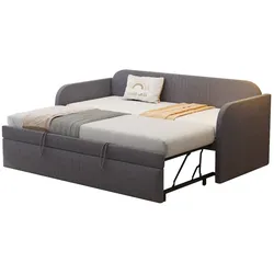Ausziehbares Schlafsofa 90/180x190 mit Lattenrost – elegantes Design und hoher Komfort in Grau, stabiler Metallrahmen