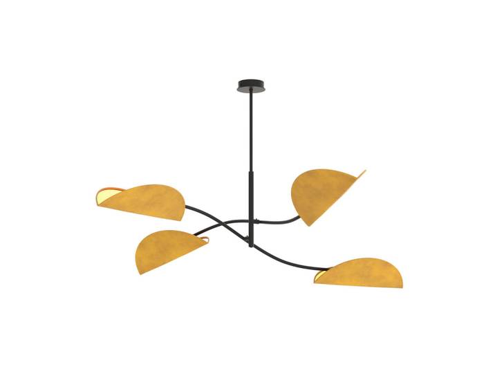 Deckenleuchte Lotus, Schwarz, Senfgelb, Metall, 105x59x105 cm, RoHS, CE, Lampen & Leuchten, Innenbeleuchtung, Deckenleuchten, Deckenleuchten