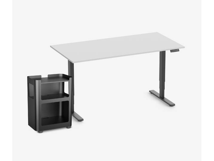 FOKUS Schreibtisch + Rollwagen Lichtgrau Schwarz 160x80