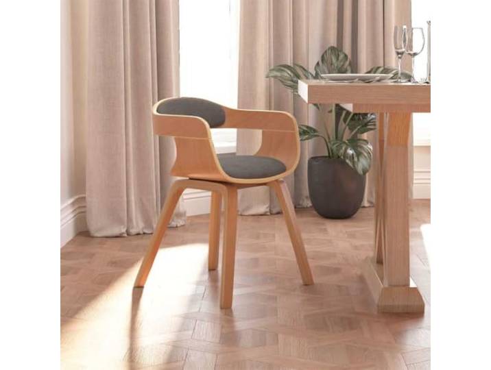 NLQMSU Esszimmerstuhl, hellgrau, gebogenes Holz und Stoff Weicher und langlebiger Stoff, bequemer Schaumstoff, robustes gebogenes Holz, maximale Belastung 110 kg