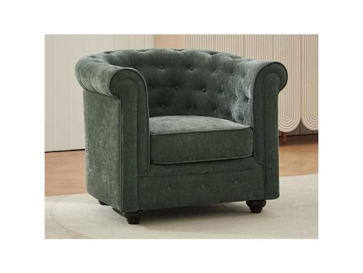 Fauteuil en tissu vert CHESTERFIELD