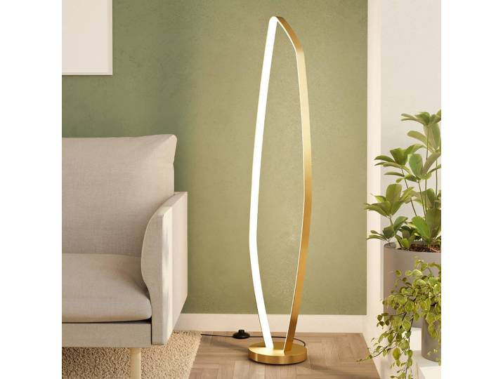 EGLO LED Stehlampe Vallerosa, messing / gold, für Wohn- / Esszimmer, Aluminium