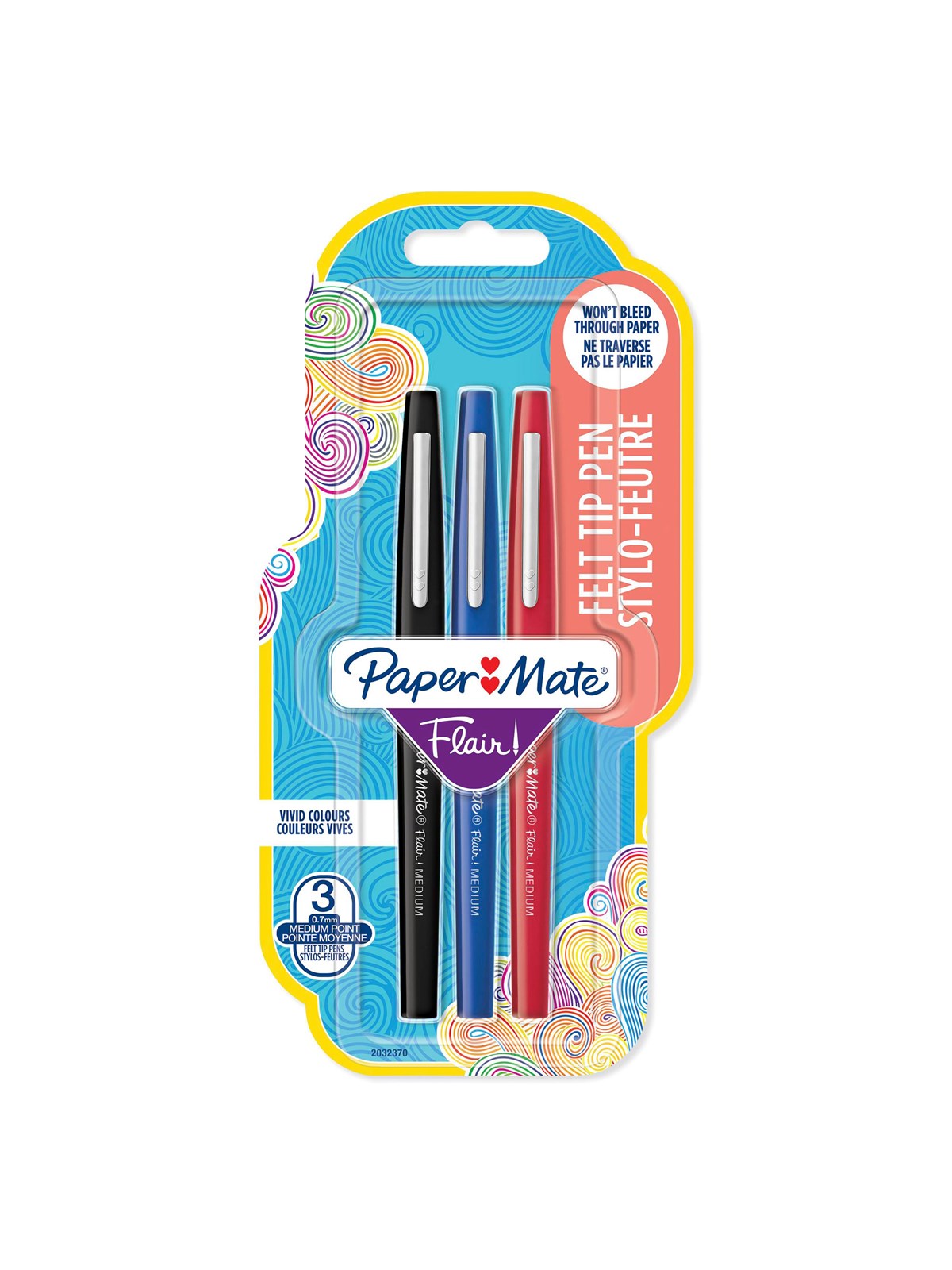 Paper Mate Flair Filzstifte | mittlere Spitze (0,7 mm) | Farblich klassische Gemischte | 3 Stück