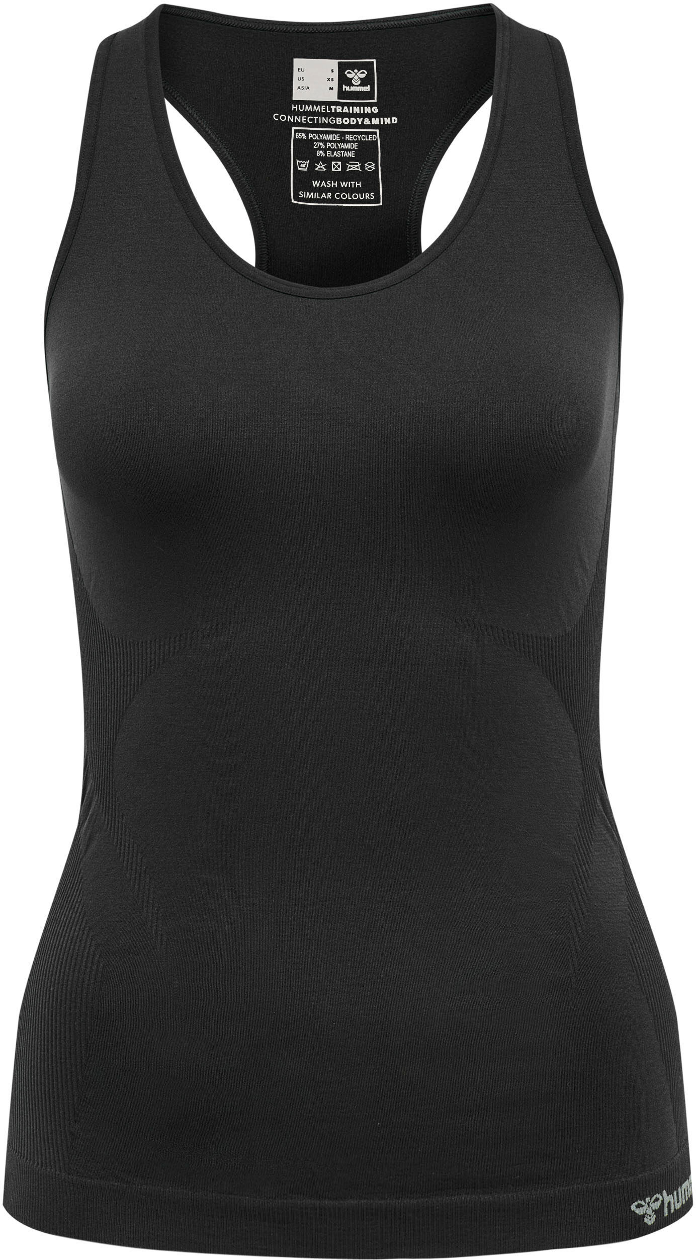 Tanktop HUMMEL "HMLTIF SEAMLESS TOP", Damen, Gr. S (36), schwarz, Obermaterial: 92% Baumwolle, 8% Elasthan, eng, Tops Tanktop, Seamless-Konstruktion, dehnbarer Stoff, mit BEECOOL Technologie schwarz S (36)