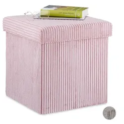 Relaxdays Sitzwürfel faltbar Samt Rosa