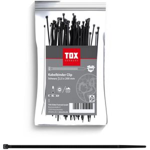 Tox Kabelbinder Clip 099600022, Kunststoff, 200 x 2,5mm, schwarz, UV-beständig, 100 Stück