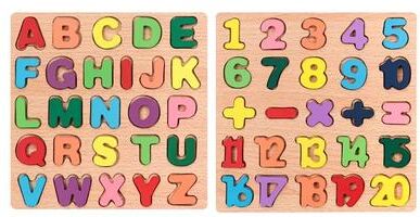 Inspire Curations Colorful Alphabet Number Puzzle Board Wooden Alphabet & Number Matching Game For Preschool Kids letters And Numbers